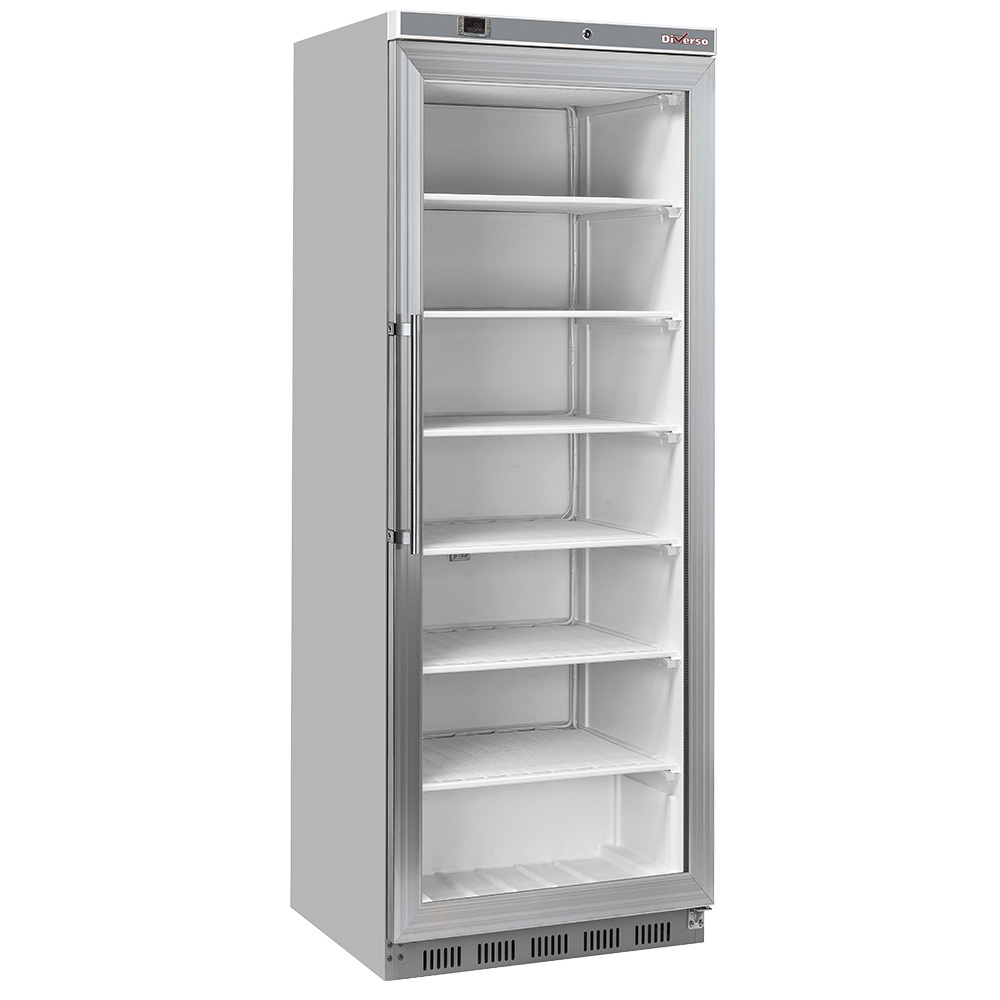 Diverso Kuehl/Gefrieschraenke Gefrierschrank, Glastür, statisch, 400 Liter - Edelstahl