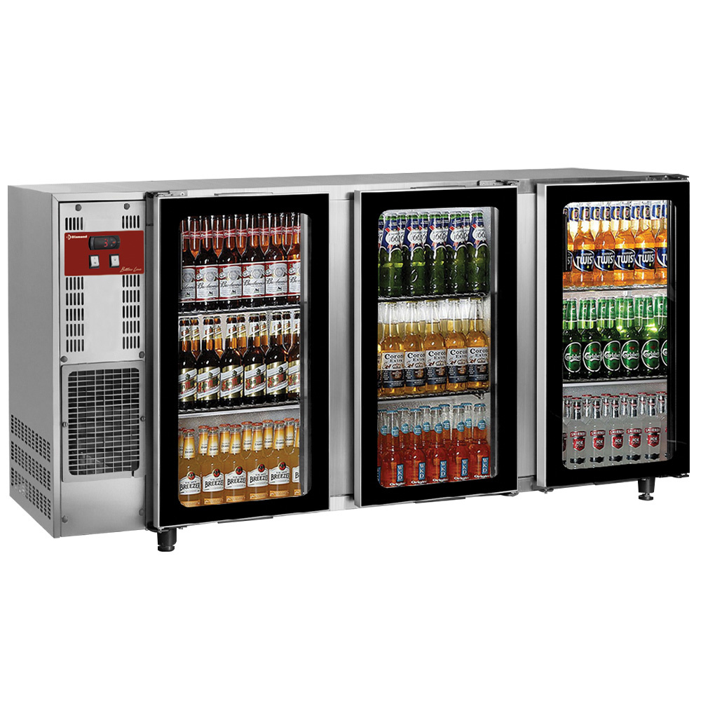 Diamond Flaschenkuehlschranke Flaschenkühlschrank, Edelstahl, 3 Glastüren, 579 Liter