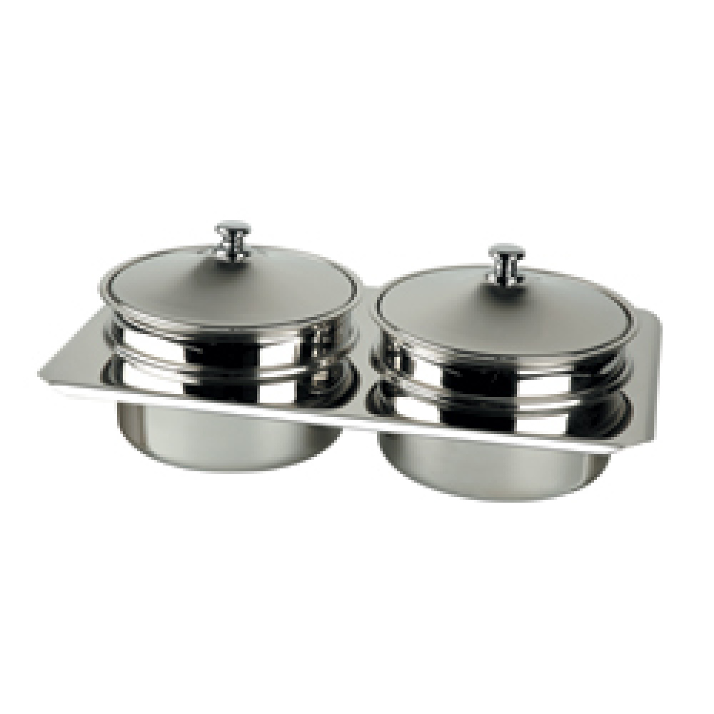 Diamond Wärmer CHAFING DISH Set 2 Edelstahltöpfe - Ø 240 mm mit Deckel für DA/RR11