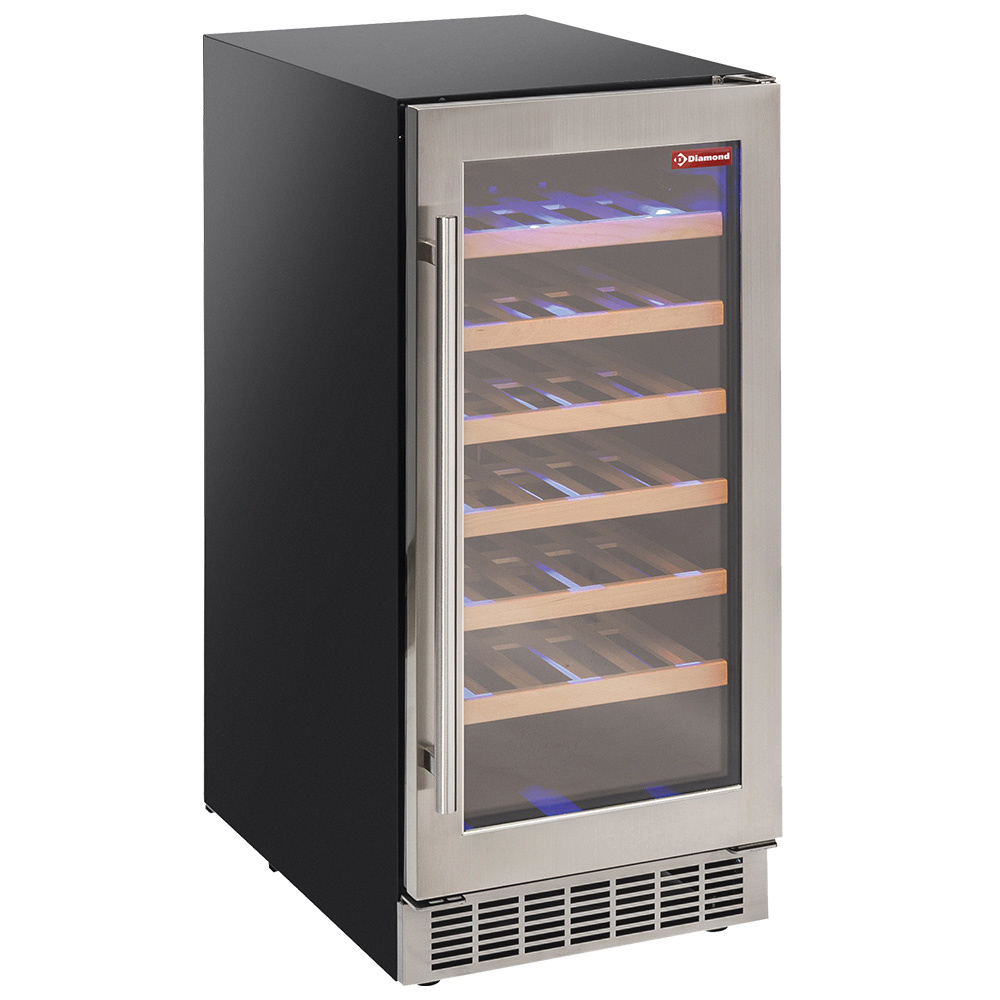 Diamond Weinschraenke Weinkeller Vitrine, belüftet, Edelstahltür, 106 Lt., SCHWARZ