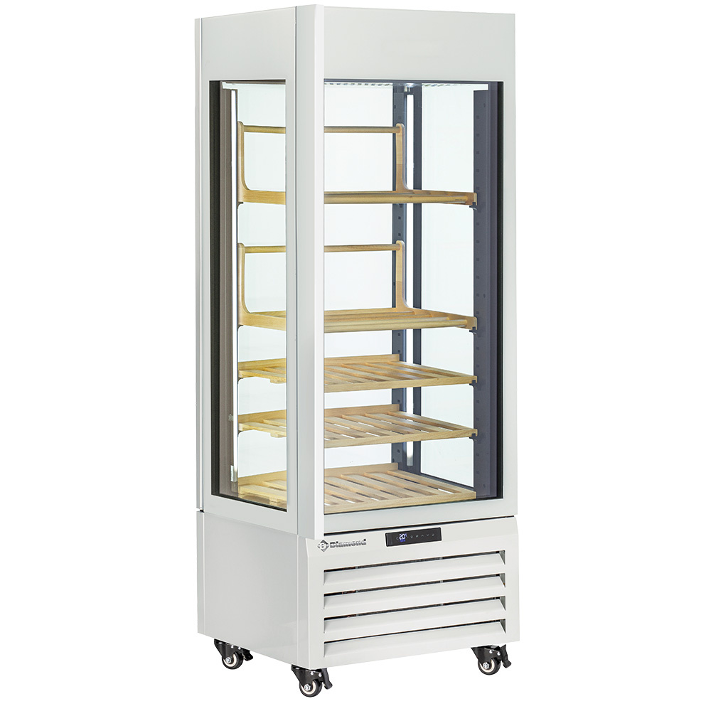 Diamond 440 Lt / WINE Vollverglaste Vitrine" 440 l, 1 Ebene + 4 Regale, belüftet - WINE - WEISS
