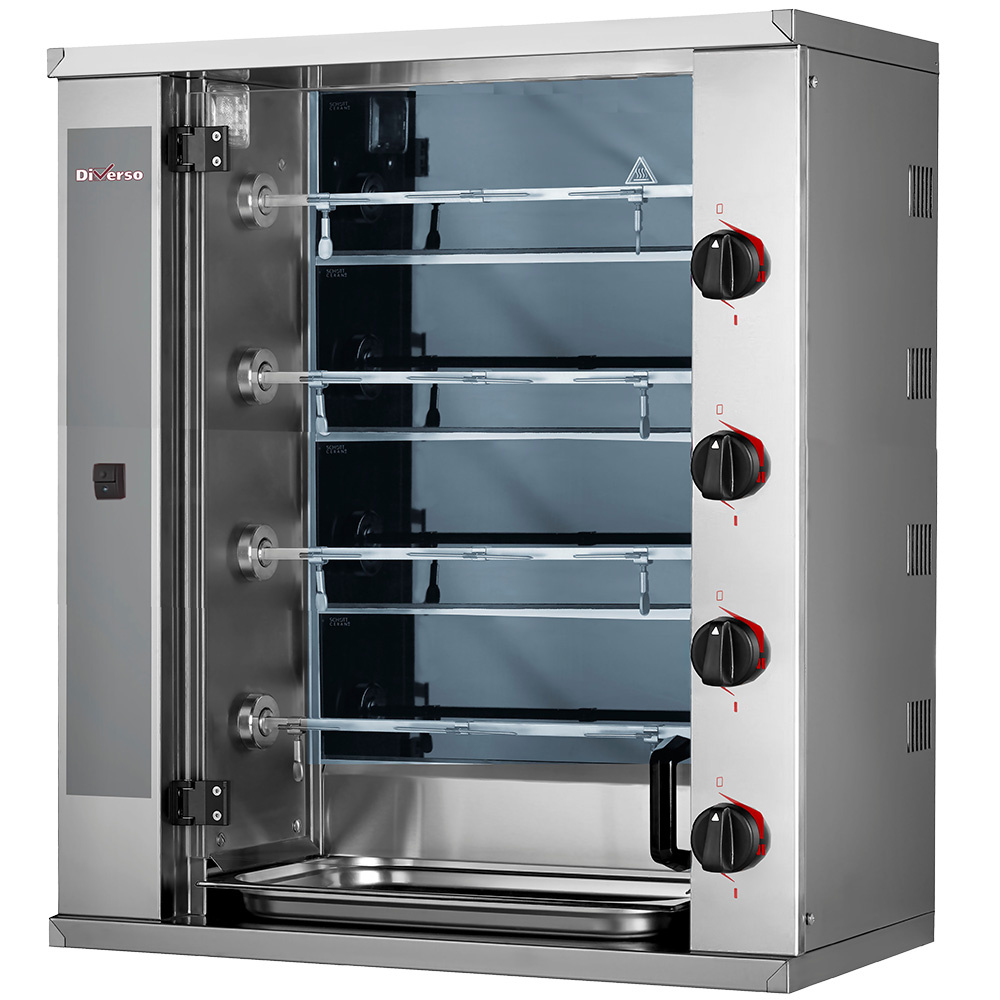 Diverso Hähnchengrill SMALL Hähnchengrill Glaskeramik, 4 Spieße (12 Hähnchen)