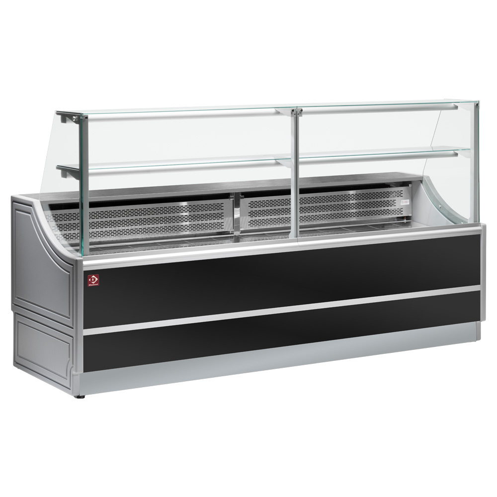Diamond 1000 / VD / PASTRY Verkaufstheken neutrale gerade glasscheibe 90°, ohne Reservefach