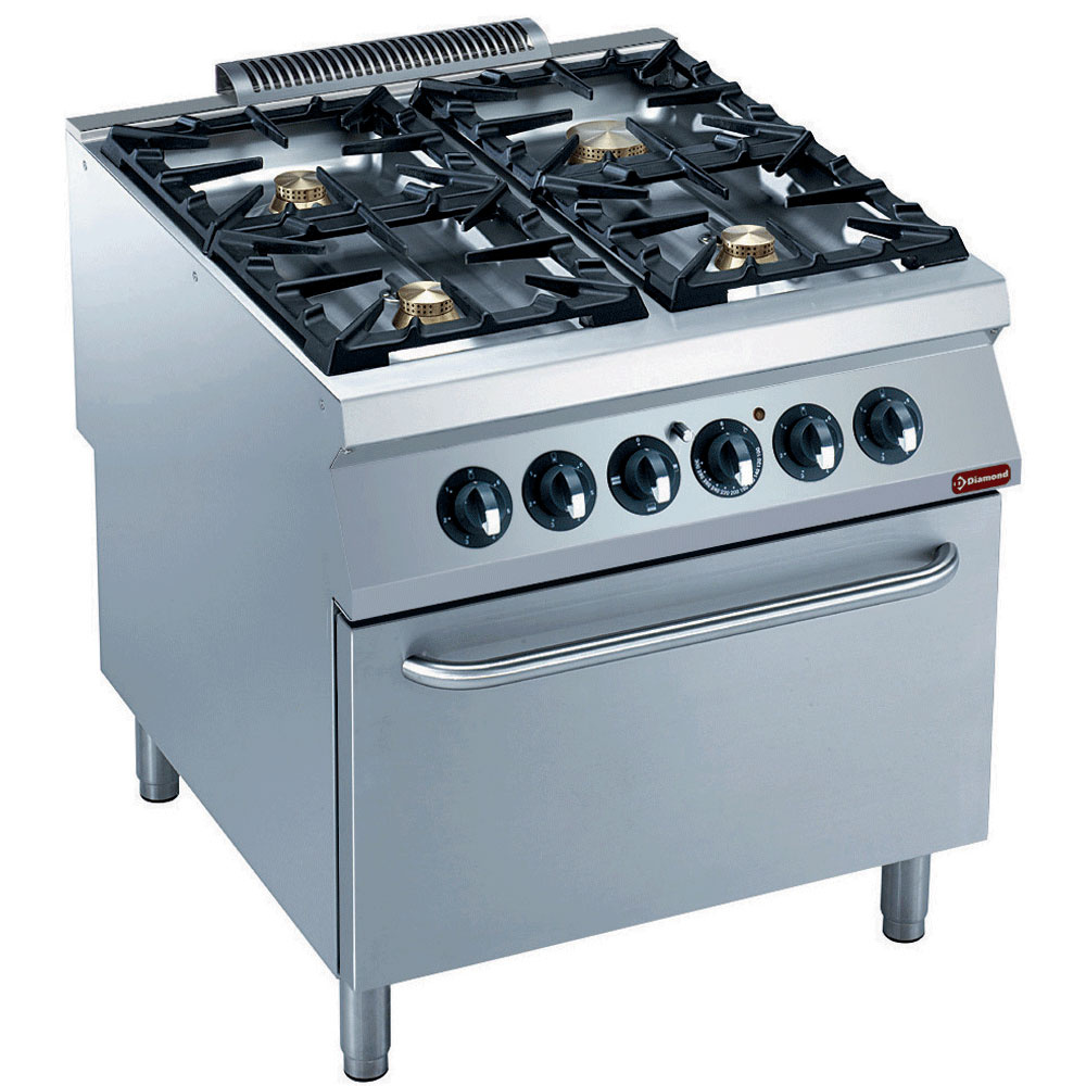 Diamond GAS - ELECTRIC Gasherd 4 Brenner auf Elektro Backofen GN 2/1-