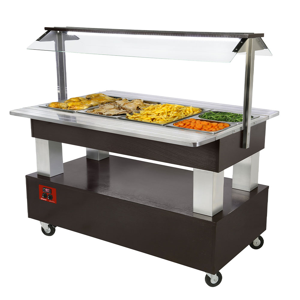 Diamond Bain-marie / 4xGN 1 / 1 Buffet warm, Bain Marie 4x GN1/1-150 (Wengé Holz)