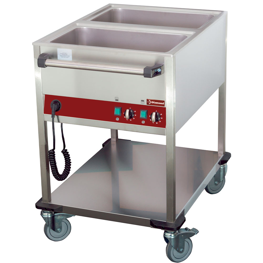 Diamond Bain-marie Wagen Wärmewagen 2x GN 1/1 - h 150 mm, 2 Temperaturen