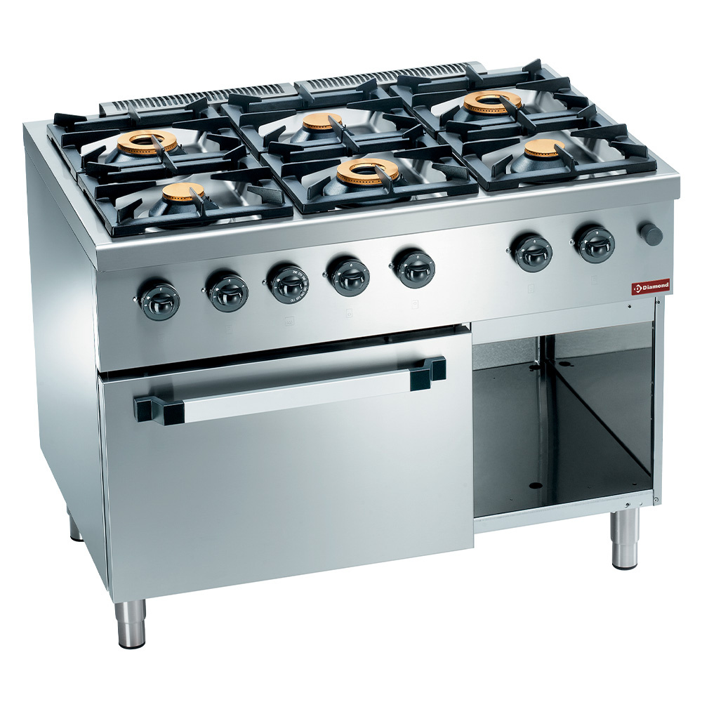 Diamond Ofen Gasherd 6 Brenner, Gasbackofen GN 2/1 und Unterbau