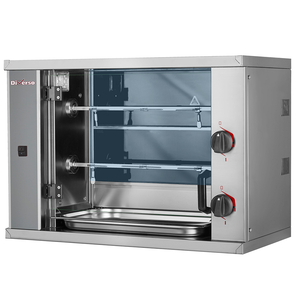 Diverso Hähnchengrill Hähnchengrill Glaskeramik, 2 Spieße (6 Hähnchen) SMALL