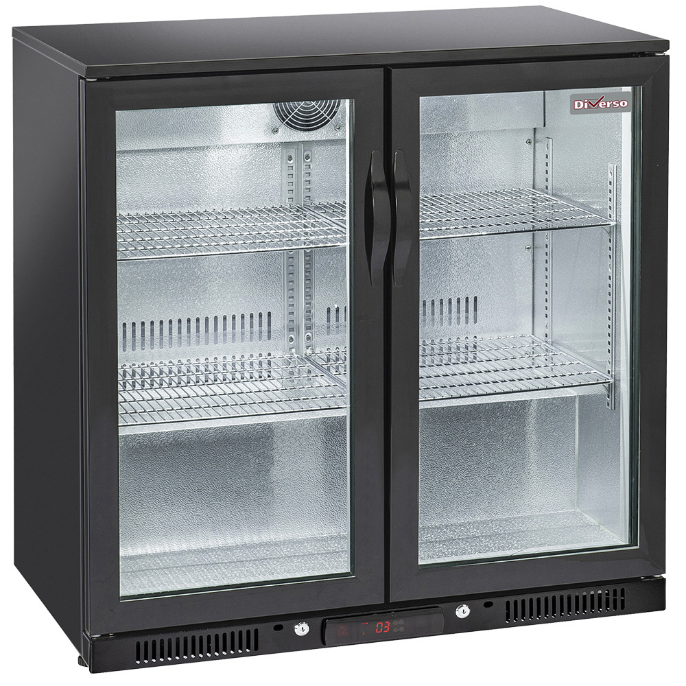 Diverso Flaschenkuehlschranke Belüfteter Flaschenkühler "Hinterbar",  2 Glas-Schwenktüren
