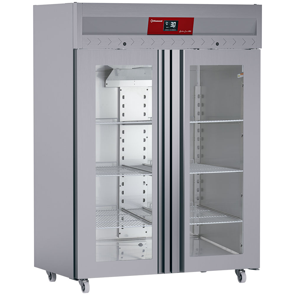 Diamond 1400 Lt / GN 2/1 Umluftgefrierschrank 1400 Liter, 2 Glastüren GN 2/1, Auf Rädern