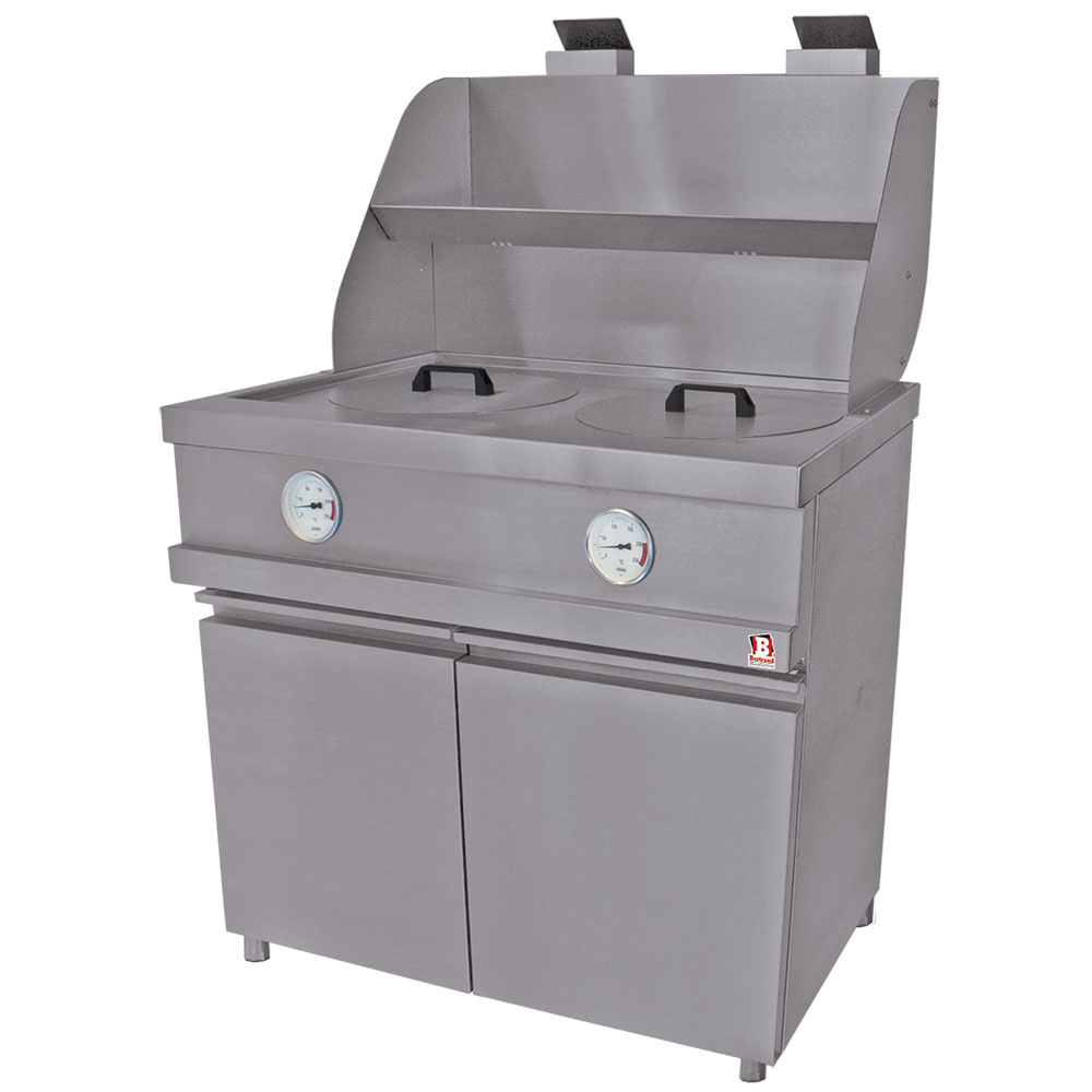 Gas-Frietteuse Heavy Duty, 2 runde Becken, mechanisch