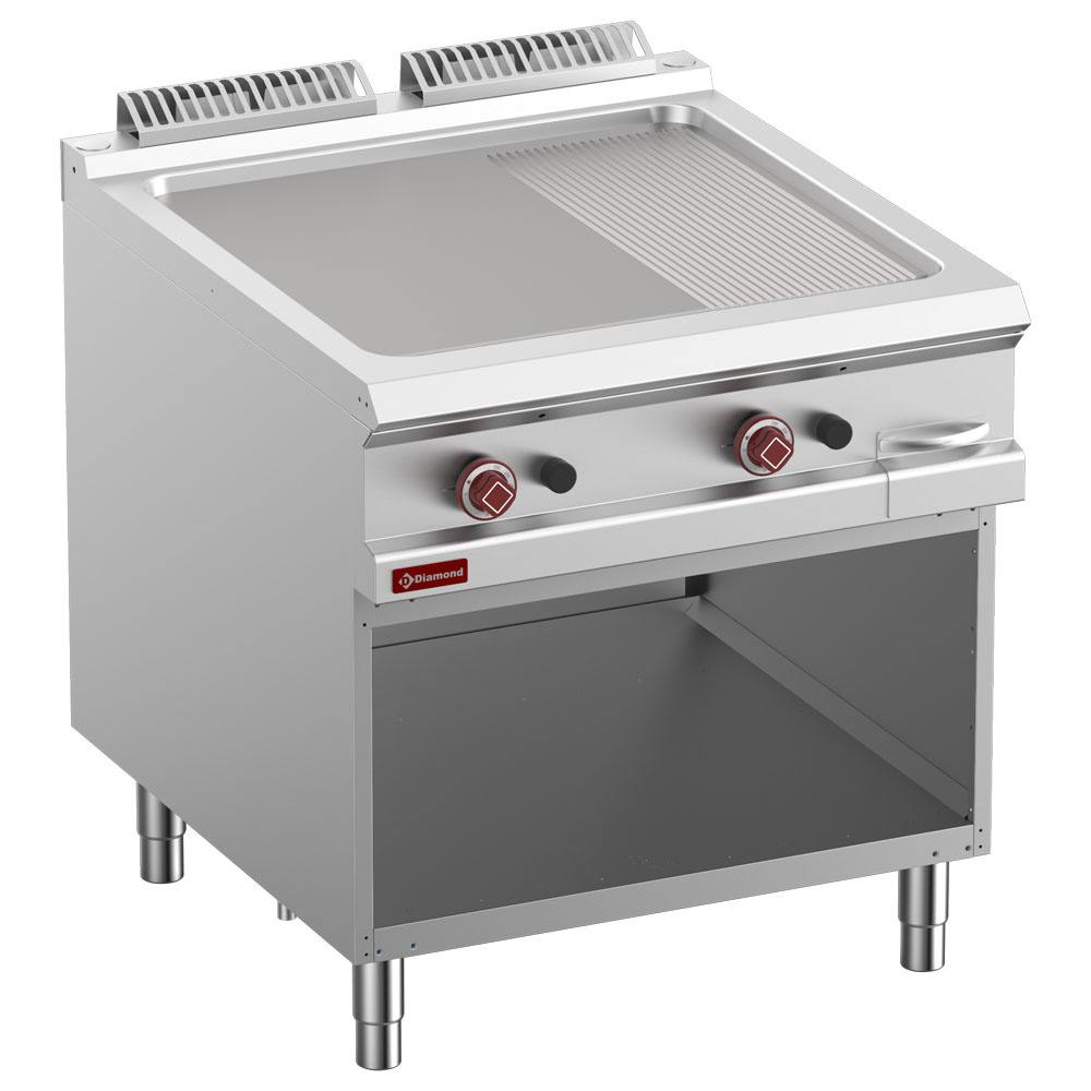 Diamond Kochserie 900 Gas-Grillplatte 2/3 glatt & 1/3 gerillt, Gasmodul 1/1, offener Unterbau