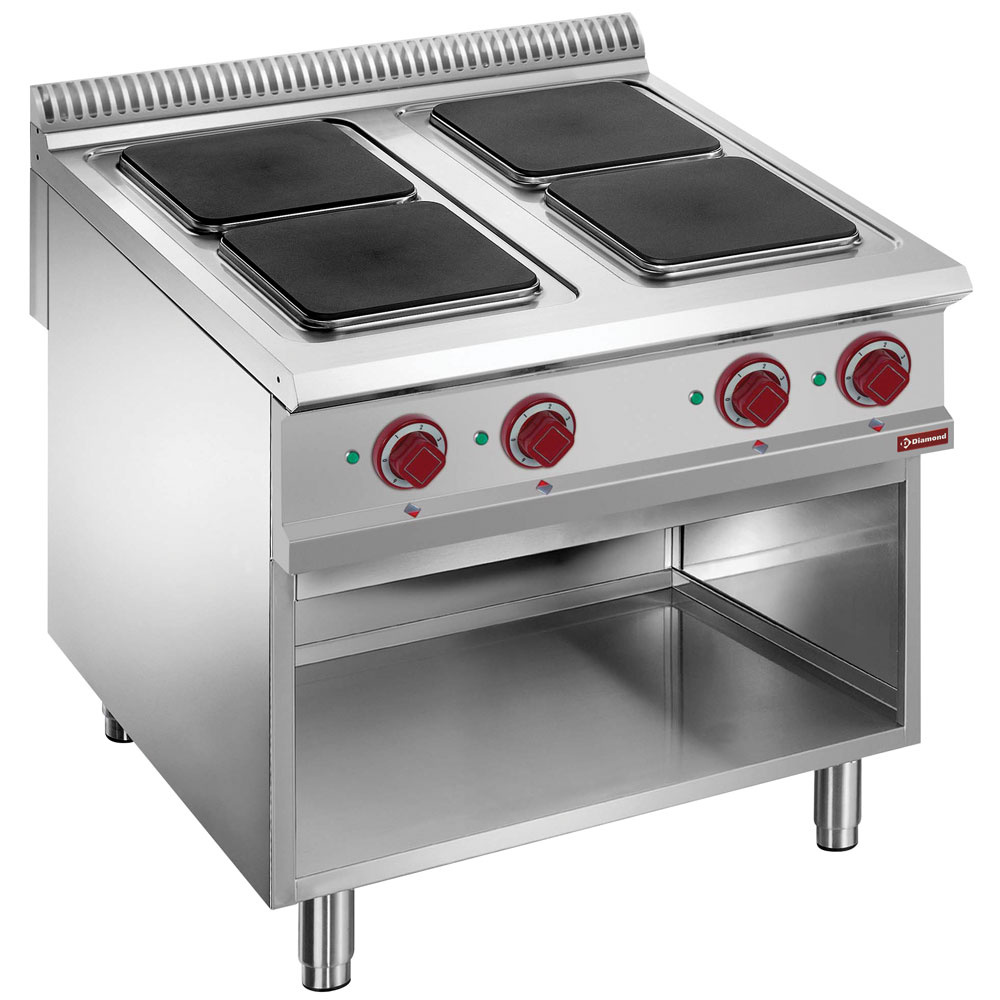 Diamond ELECTRIC Elektro Plattenherd mit 4 rechteckigen Elektro-Platten, offener Unterbau