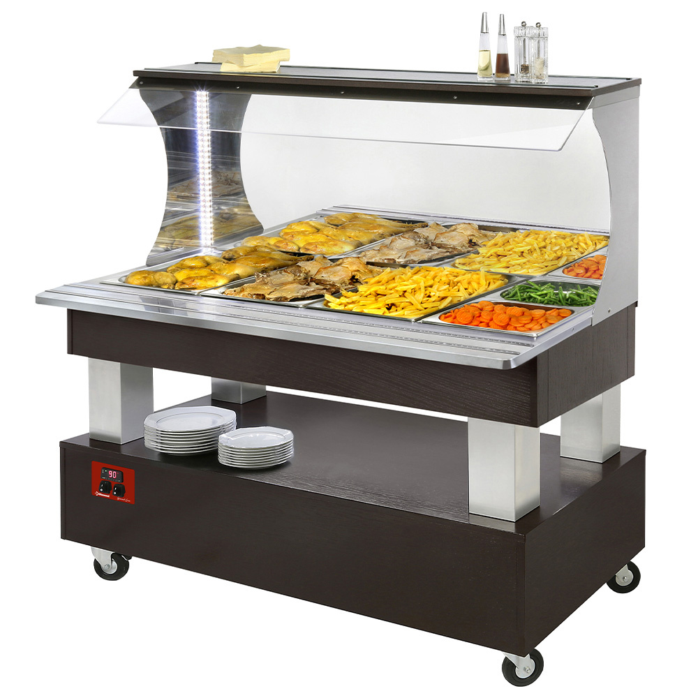 Diamond Bain-marie / 4xGN 1 / 1 Bain Marie, warmes Wand-Buffet, 4x1/1-150 (Wenge Holz)