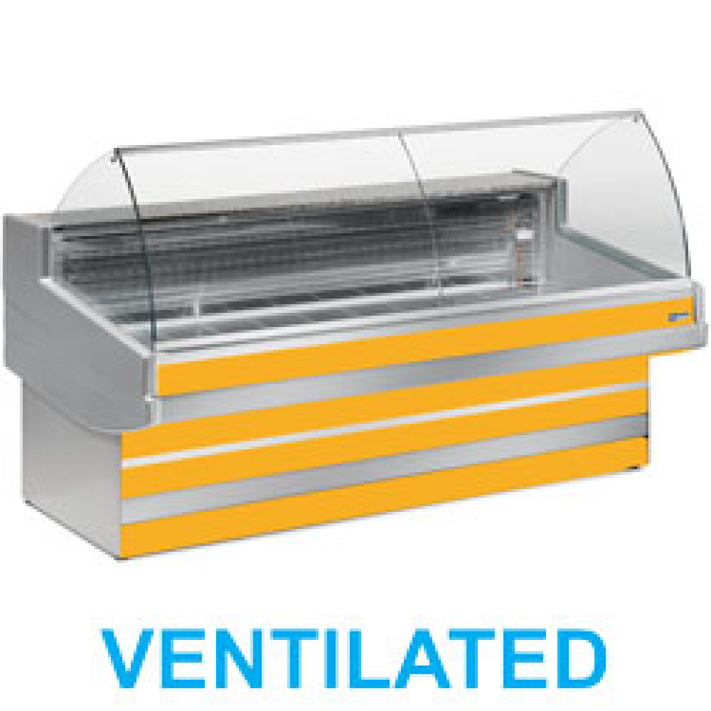 Diamond 3500 / VB / VENTILATED Belüftete Verkaufstheke gekühlt mit gebogener Glasscheibe  ohne Reservefach