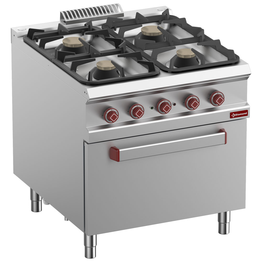 Diamond GAS - ELECTRIC Gasherd 4 Gasbrenner, Elfektro-Ofen GN 2/1