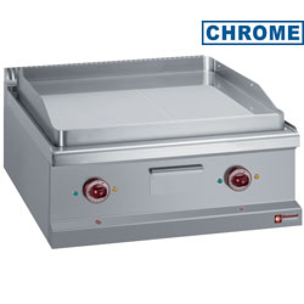 Diamond Kochserie OPTIMA 700 Elektro Grillplatte 1/2 glatt 1/2 gerillt hartverchromt 50 µm -Top-