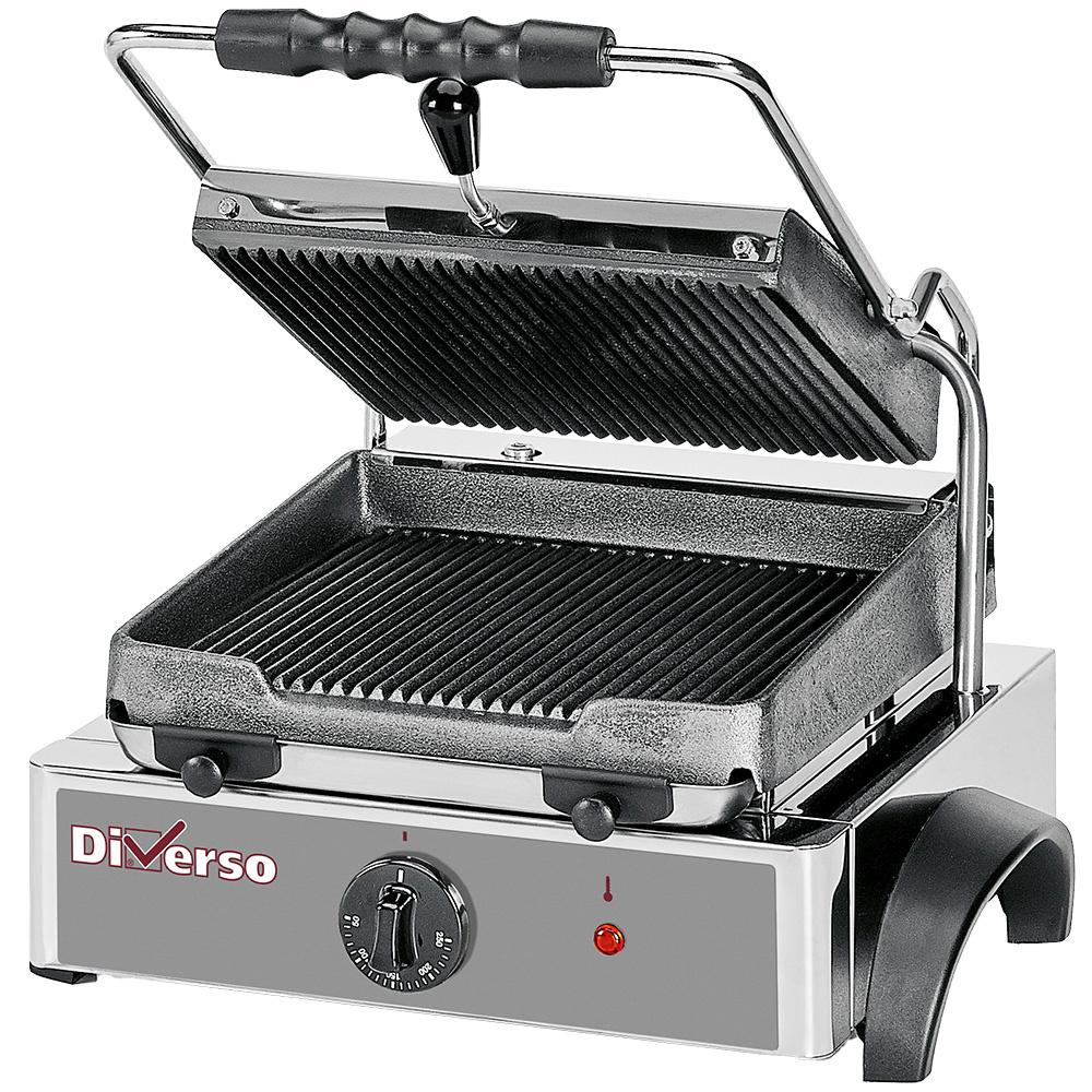 Diverso Panini Kontaktgrill Elektro Kontaktgrill Panini, gerillte Platte
