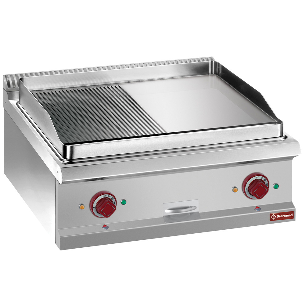 Diamond Kochserie OPTIMA 700 Elektro-Grillplatte, glatt 1/2, gerillt 1/2, hartverchromt, Mod. 1/1 -TOP-