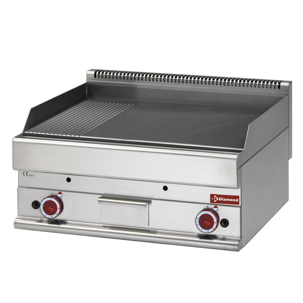 Diamond Kochserie Modular ALPHA 650 Gas Grillplatte 2/3 glatt 1/3 gerillt  -Top-