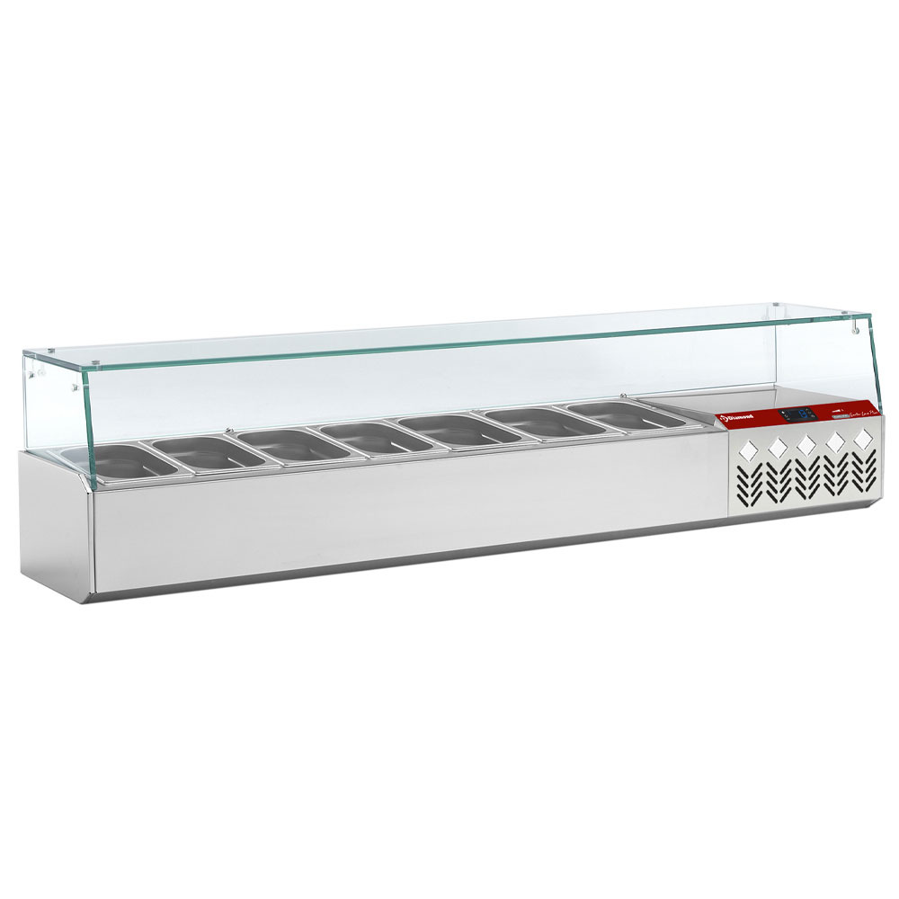 Diamond Kühlaufsatzvetrinen GN Kühlaufsatz GN 6x1/4, 1x1/9, mit gerader Glasscheibe