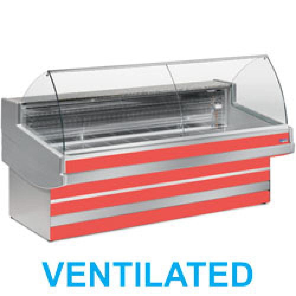 Diamond 3500 / VB / VENTILATED Belüftete Verkaufstheke gekühlt mit gebogener Glasscheibe  ohne Reservefach