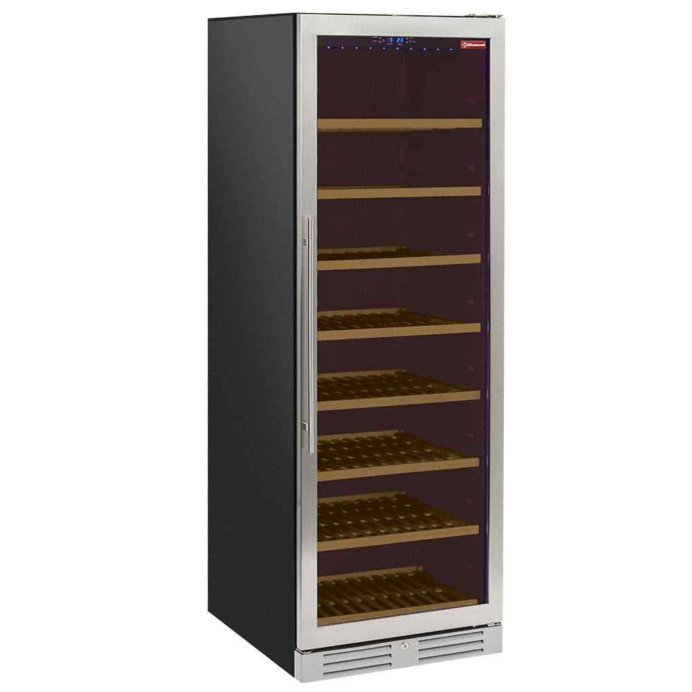 Diamond Weinschraenke Weinkeller Vitrine, belüftet, Edelstahltür, 470 Lt., - SCHWARZ