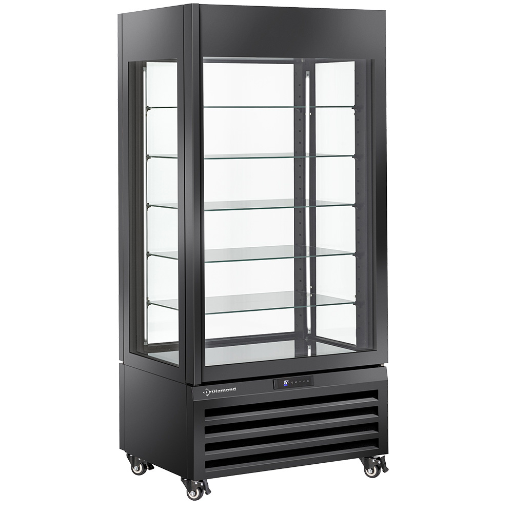 Diamond 600 Lt / CHOCOLATE Vollverglaste Vitrine" 600 l, 5 Glasböden, belüftet - CHOCOLATE - SCHWARZ