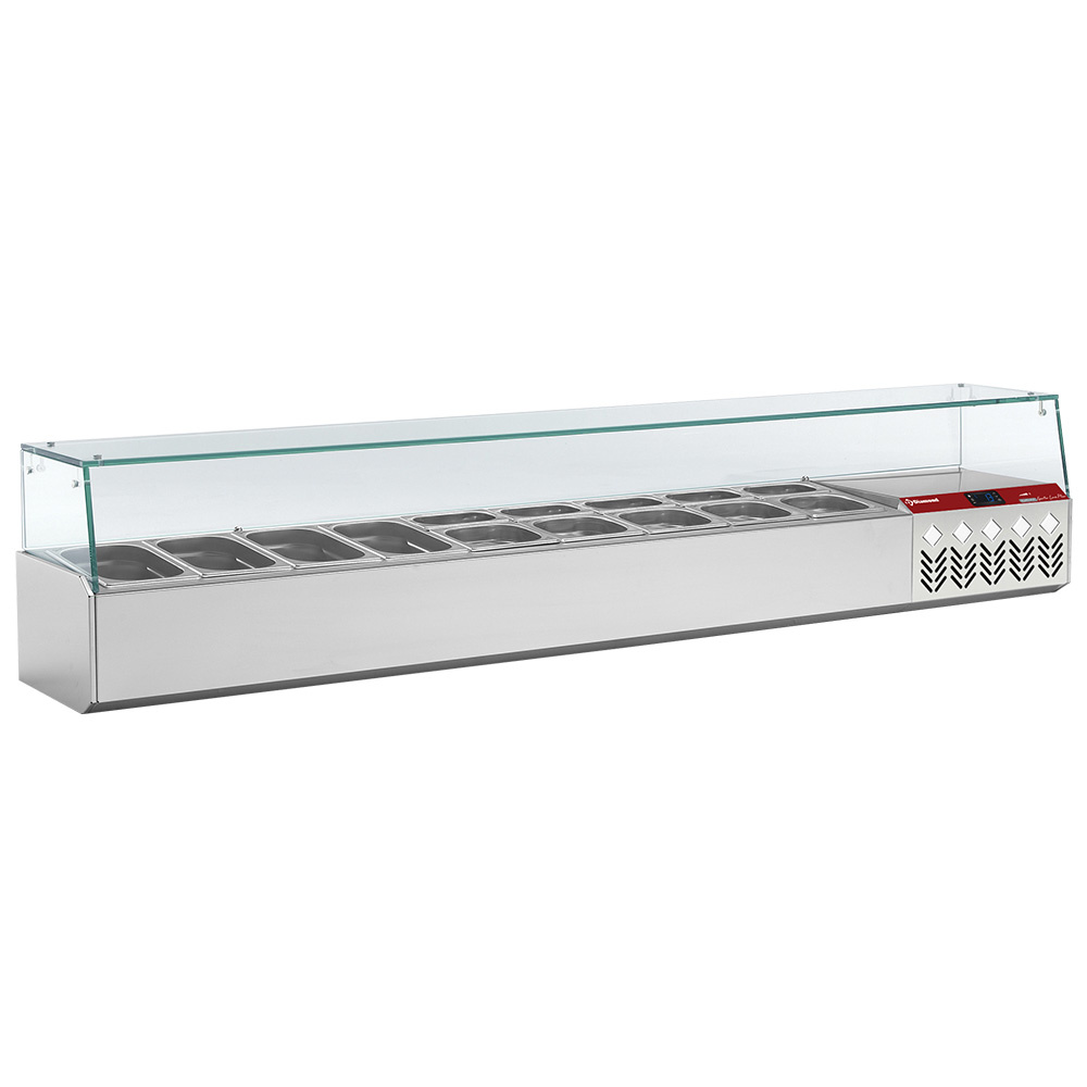 Diamond Kühlaufsatzvetrinen GN Kühlaufsatz GN 9x1/4, mit gerader Glasscheibe