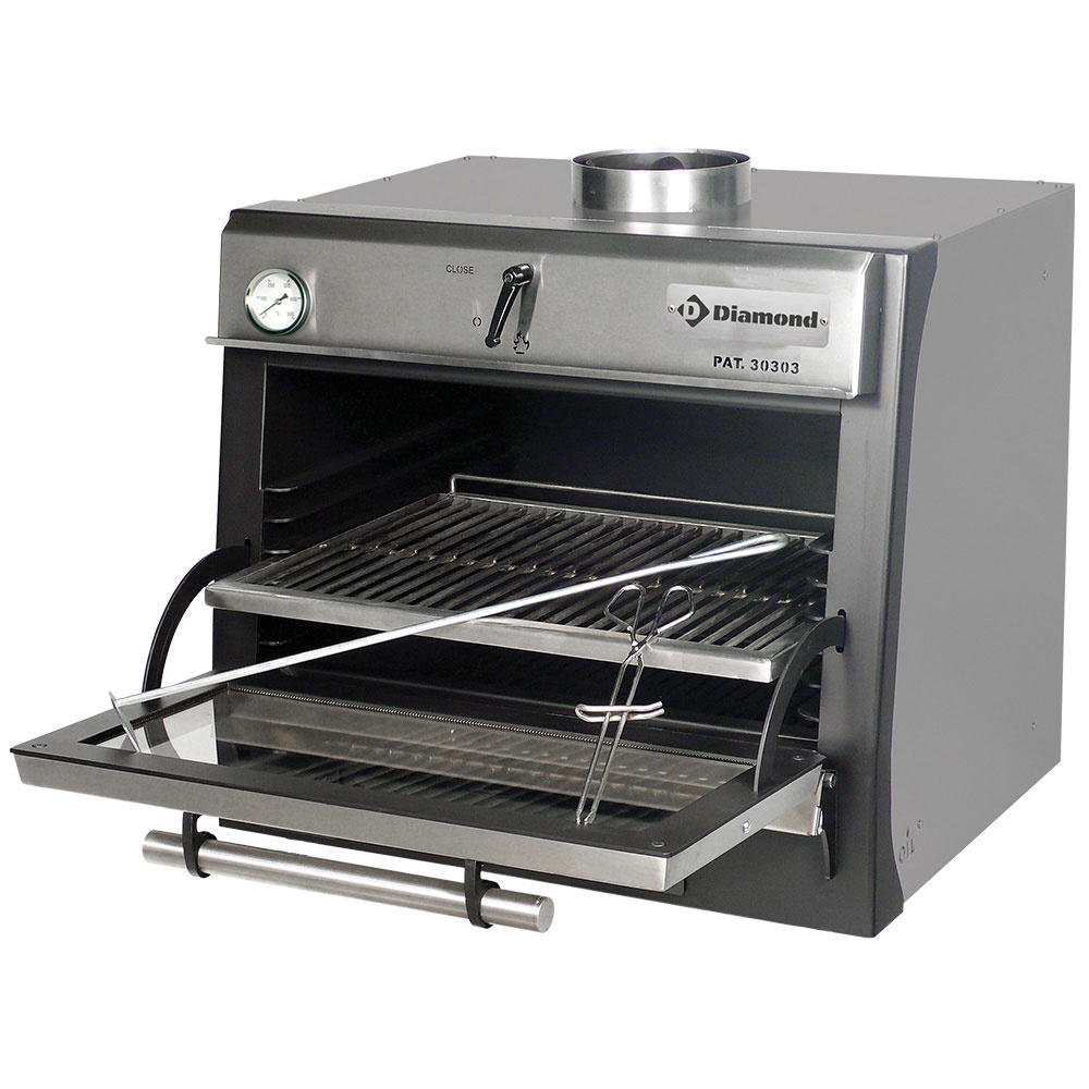 Diamond BBQ Holzkohlegrill Holzkohleofen-BBQ, GN 1/1 (60 Kg/h)/Edelstahl