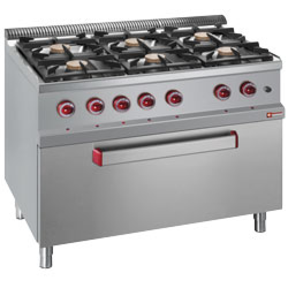 Diamond GAS Gasherd 6 Brenner auf Maxi Gasbackofen 1 Tür