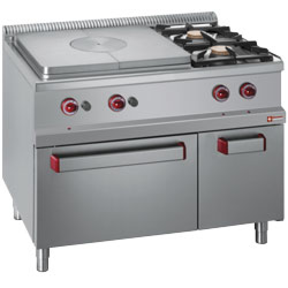 Diamond GAS Gas Glühplatte, 2 Brenner, Gasbackofen GN 2/1, Unterbau GN1/1
