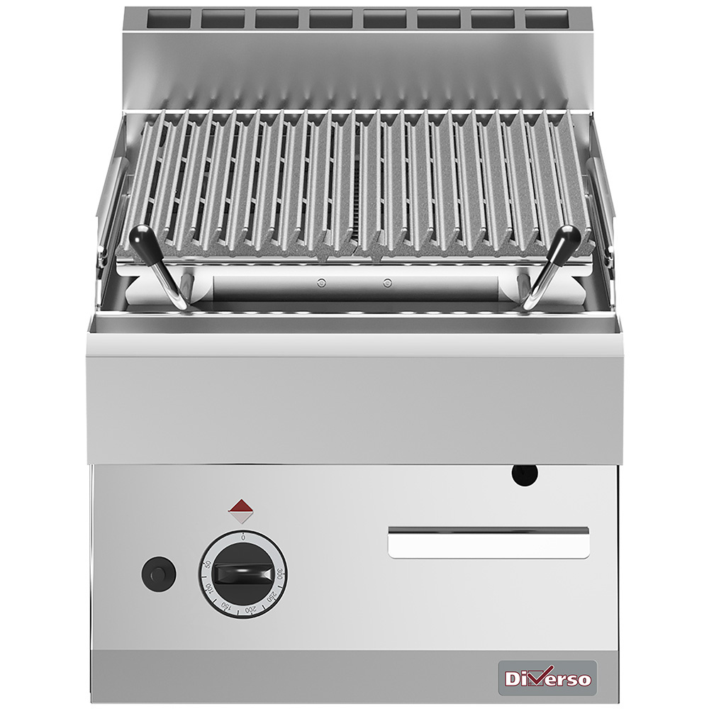 Diverso Lavastein-/Vaporgrill Lavasteingrill 1/2 Modul, Rost aus Eisen "doppelseitig"