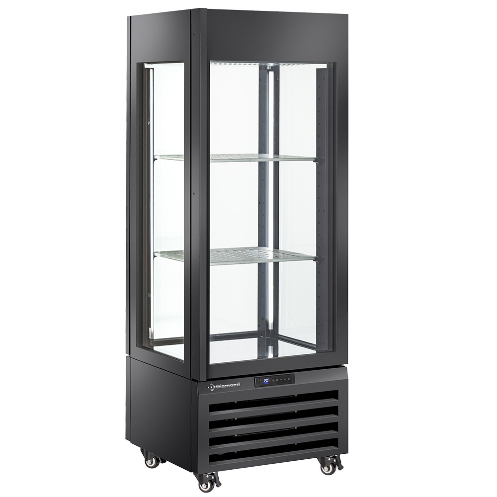 Diamond 440 Lt / WINE Vollverglaste Vitrine" 440 l, 1 Ebene + 2 Regale, belüftet - WINE - SCHWARZ