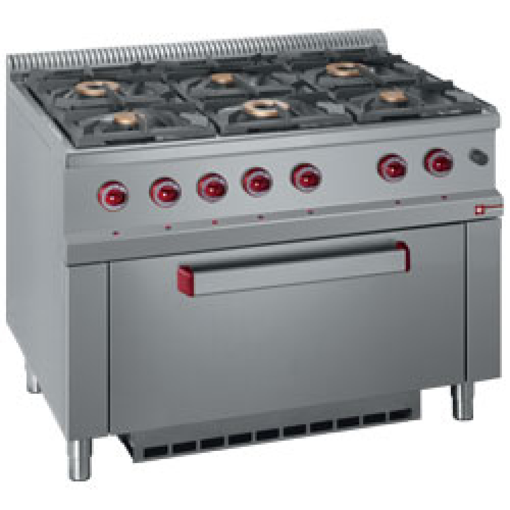 Diamond GAS Gasherd 6 Brenner auf Maxi Gasbackofen 1 Tür
