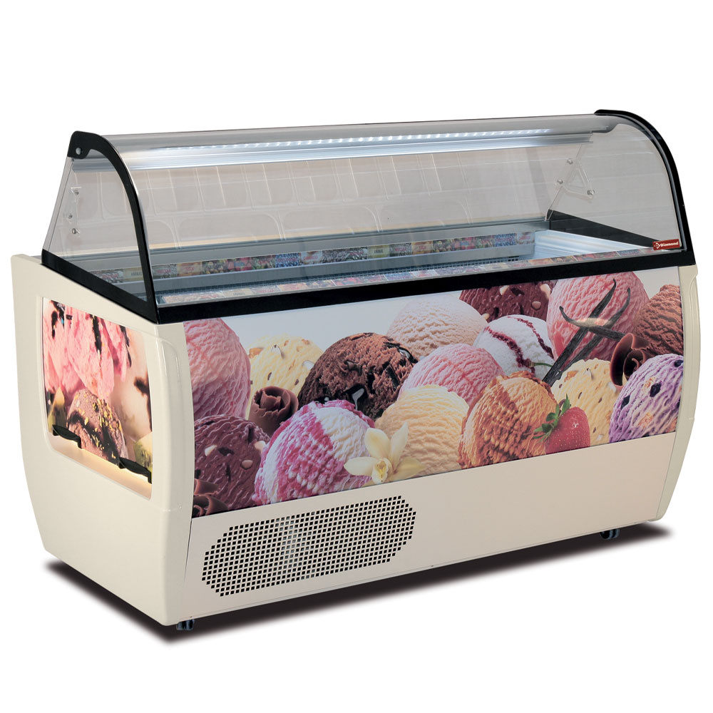 Diamond Eiscreme-Theken Speiseeisvitrine für 13 Behälter a 5l, mit Reserve