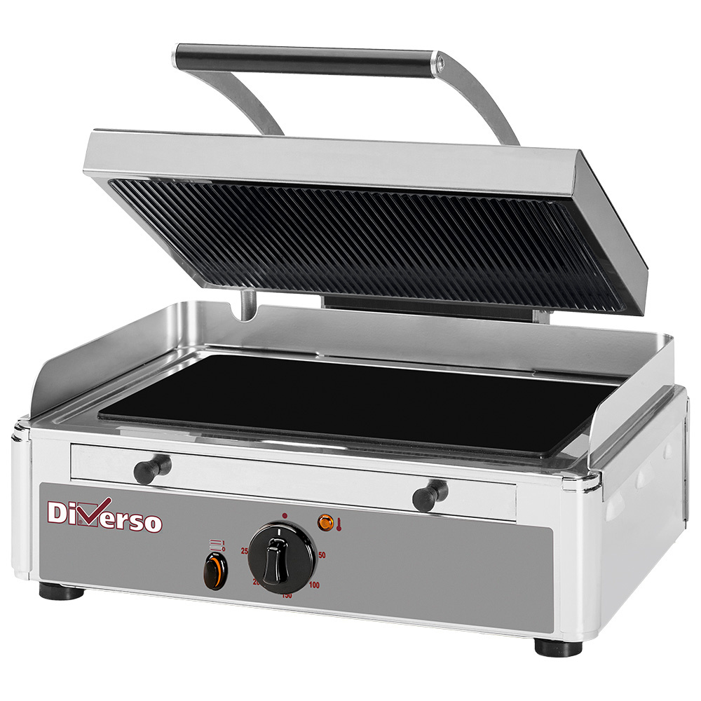 Diverso Panini Kontaktgrill Panini Grill MEDIUM Glaskeramik