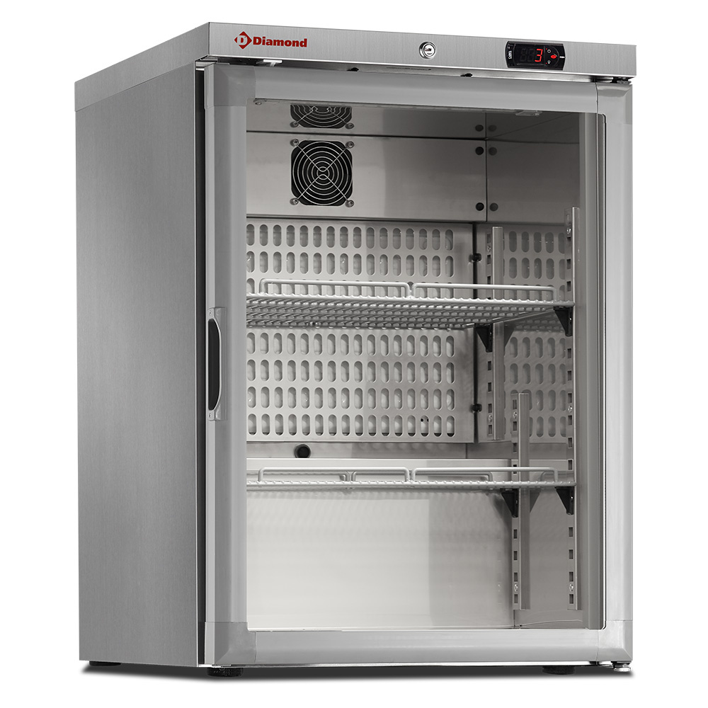 Diamond Kuehl/Gefrieschraenke Kühlschrank, Glastür, belüftet, 150 Liter. aus Edelstahl