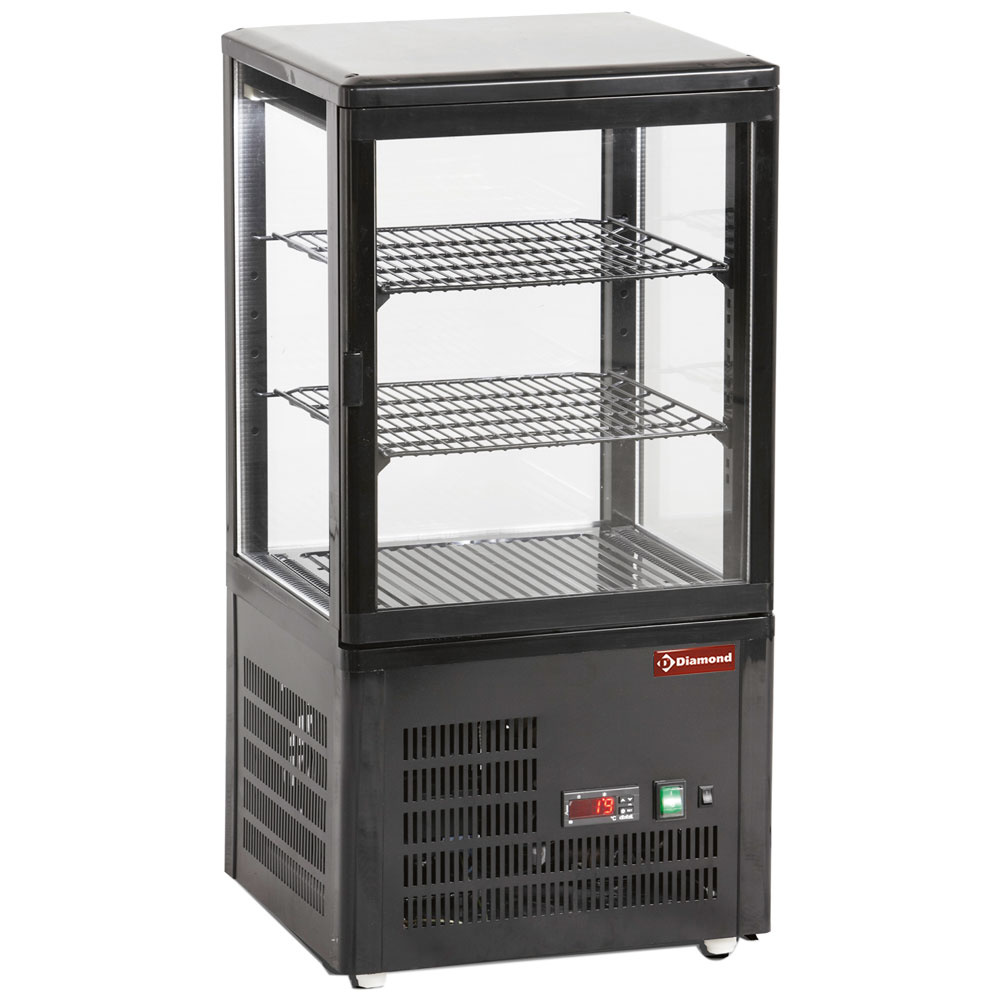 Diamond Vitrines T° positive & negative Tischvitrine, 4-seitig verglast, 3 Ebenen "Schwarz"