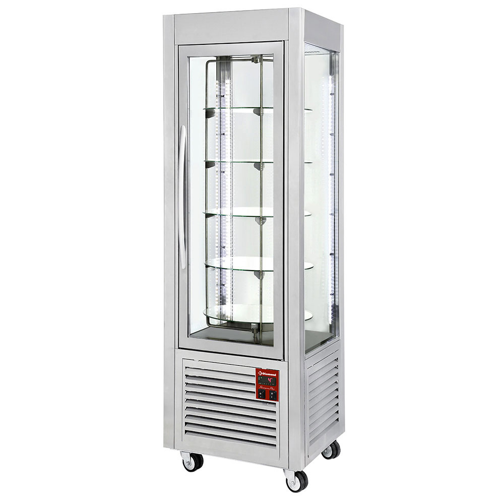 Diamond Vitrines T° positive & negative Panorama Vitrine, 5 rotierende Glasablagen, 360 LT, Edelstahl