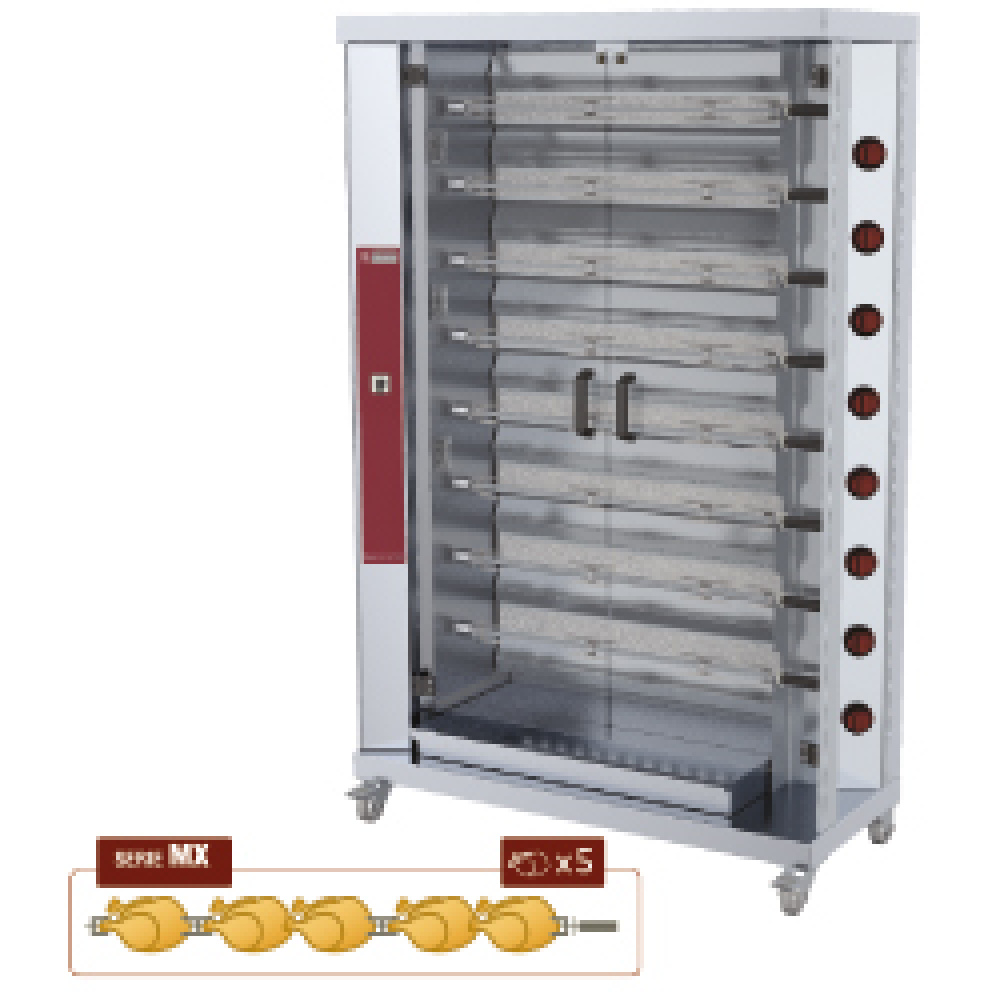 Diamond Hähnchengrill Hähnchengrill Gas, 8 Spieße auf Rädern (40 Hähnchen)