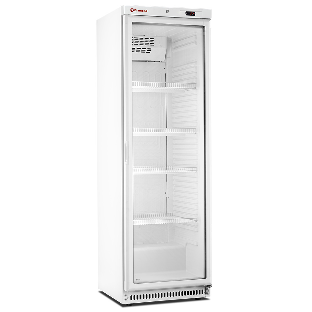 Diamond Kuehl/Gefrieschraenke Kühlschrank, Glastür, belüftet, 400 Liter. weiß