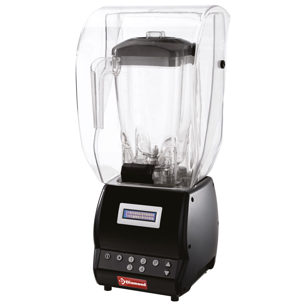Diamond Mischer Professioneller Mixer mit Schallschutzhaube, quadratisches Glas 2 Liter,  Geschwindigkeitsregler, programmierbar