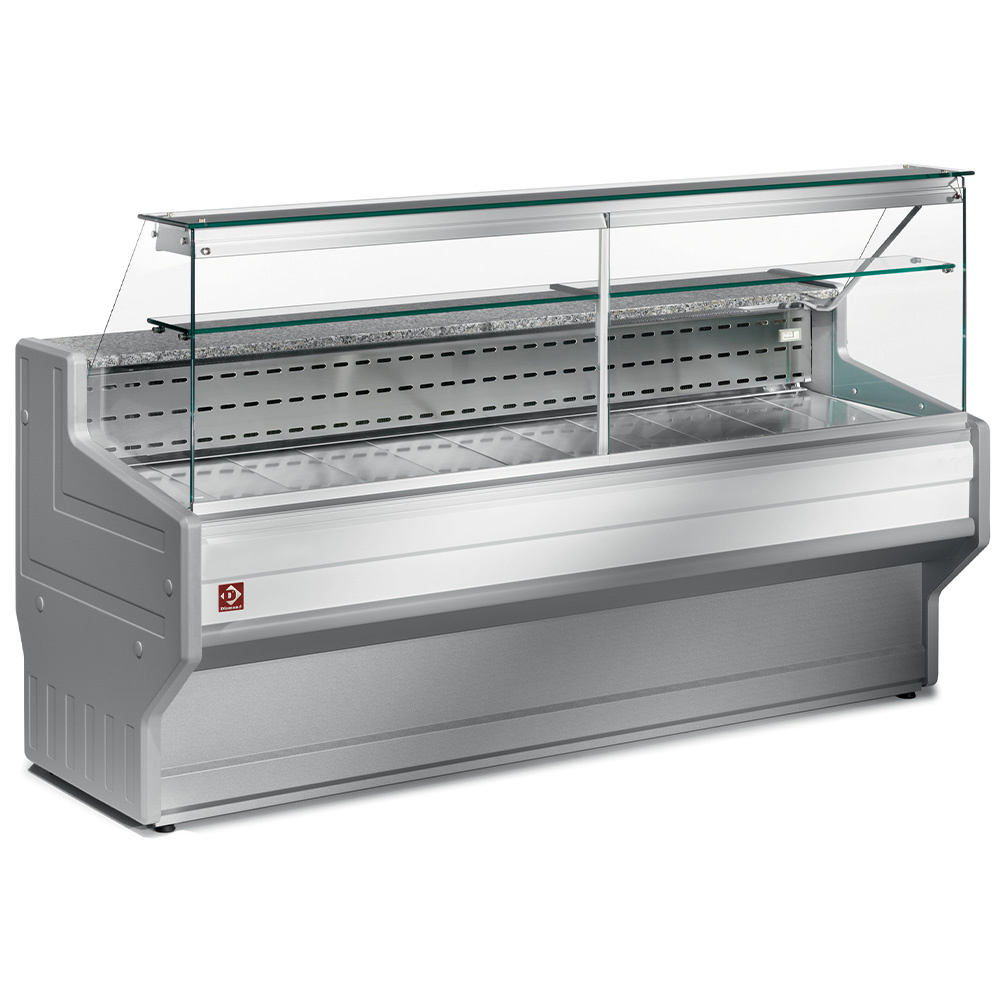 Diamond 1000 / VD / STATIC Gekühlte Verkaufstheke mit gerader Scheibe 90°, inkl. Reservefach