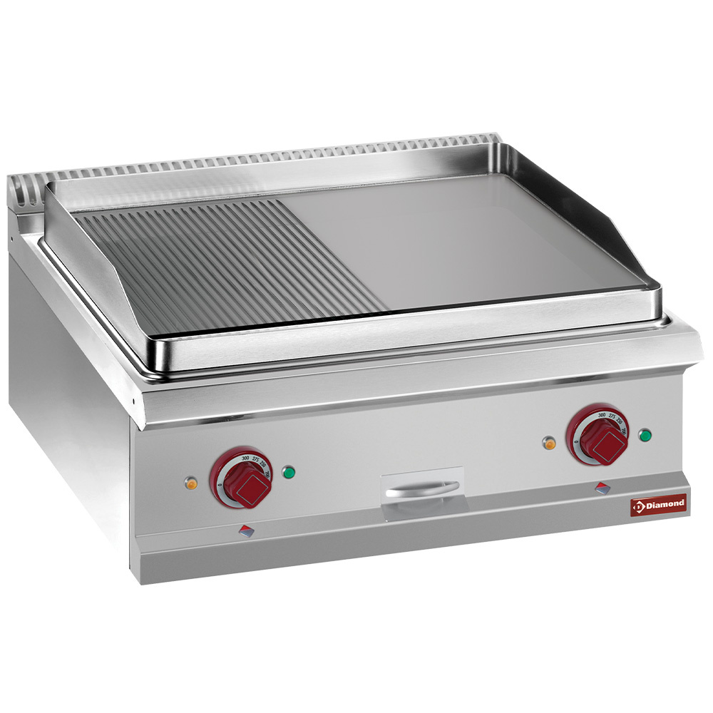 Diamond Kochserie OPTIMA 700 Elektro Grillplatte 1/2 glatt, 1/2 gerillt,  Modul 1/1  -OBERPLATTE-