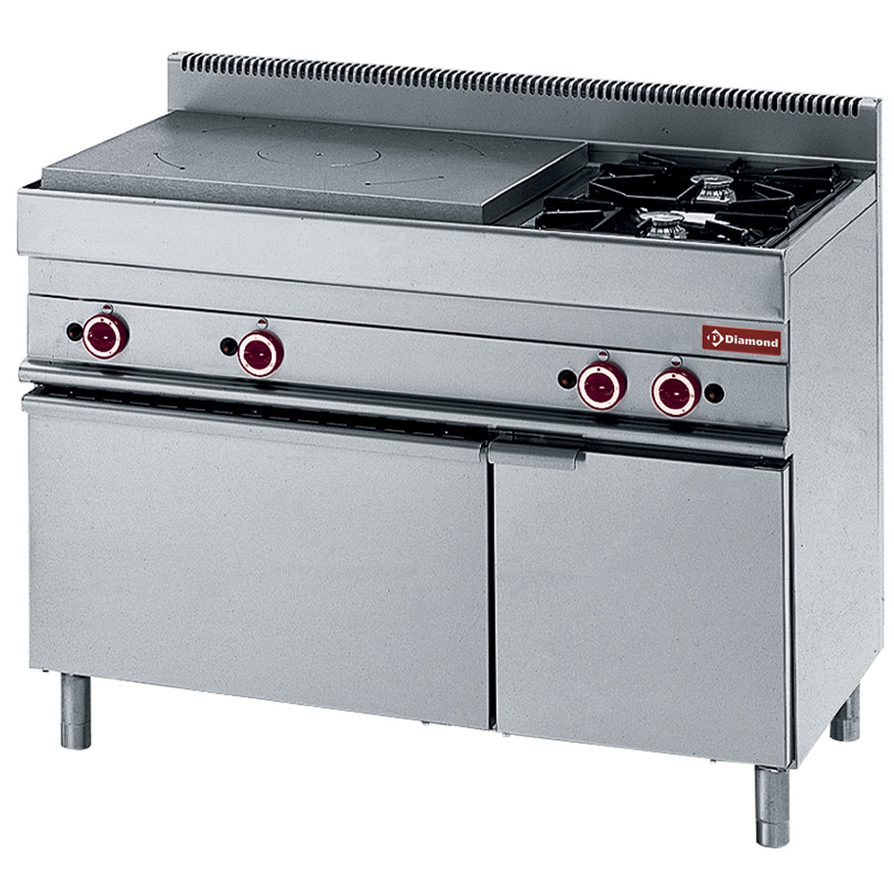 Diamond Kochserie Modular ALPHA 650 Gasherd Glühplatte, 2 Brenner, Gasbackofen, neutraler Unterbau