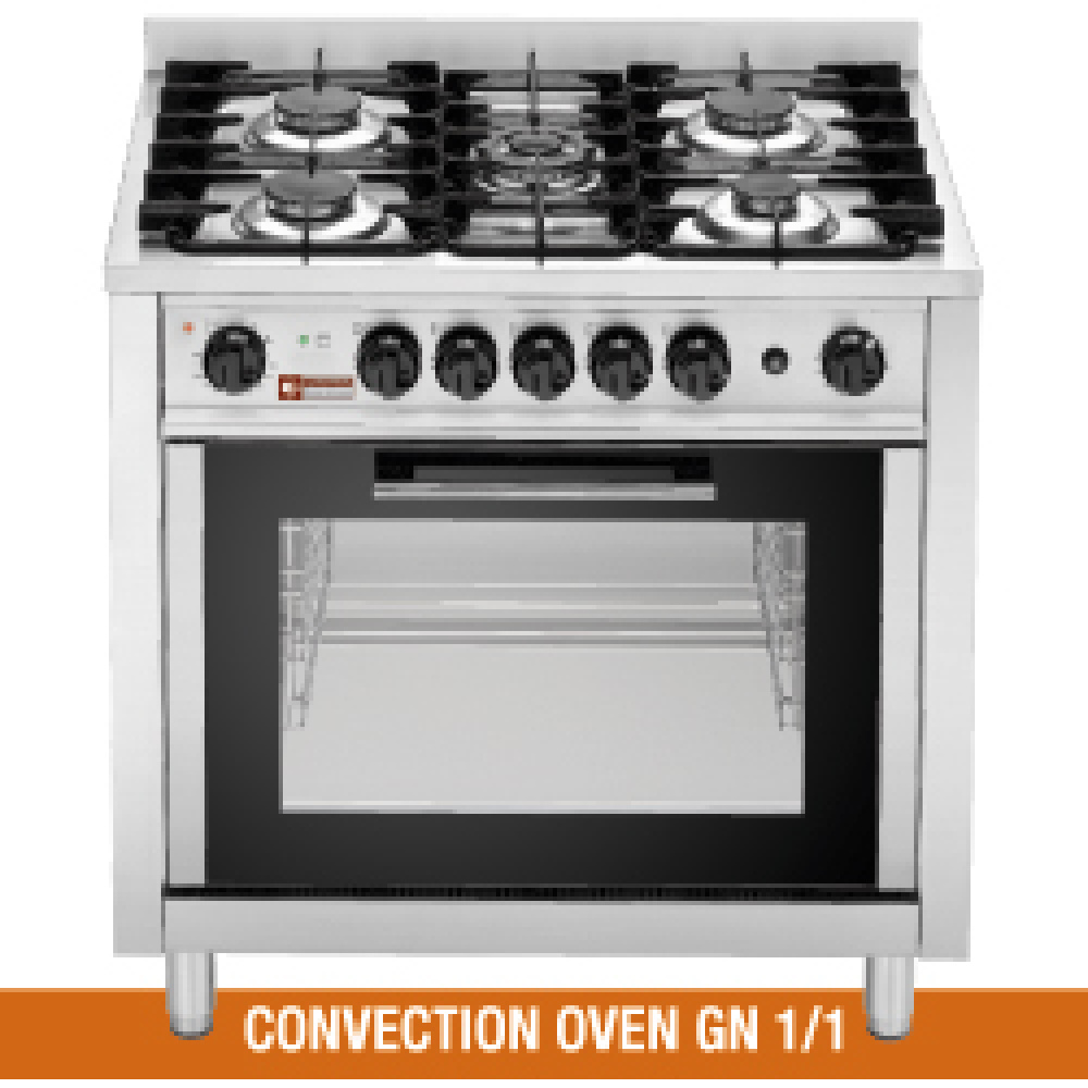 Diamond Ofen Gasherd 5 Brenner mit Elek. Umluftbackofen GN 1/1 und Elek. Grill
