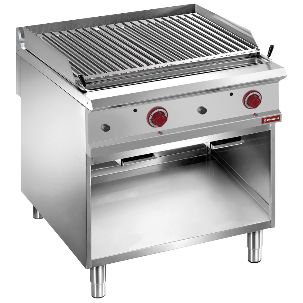 Diamond GAS Lavasteingrill, Modul 1/2, "doppelseitiger" Rost, offener Unterbau
