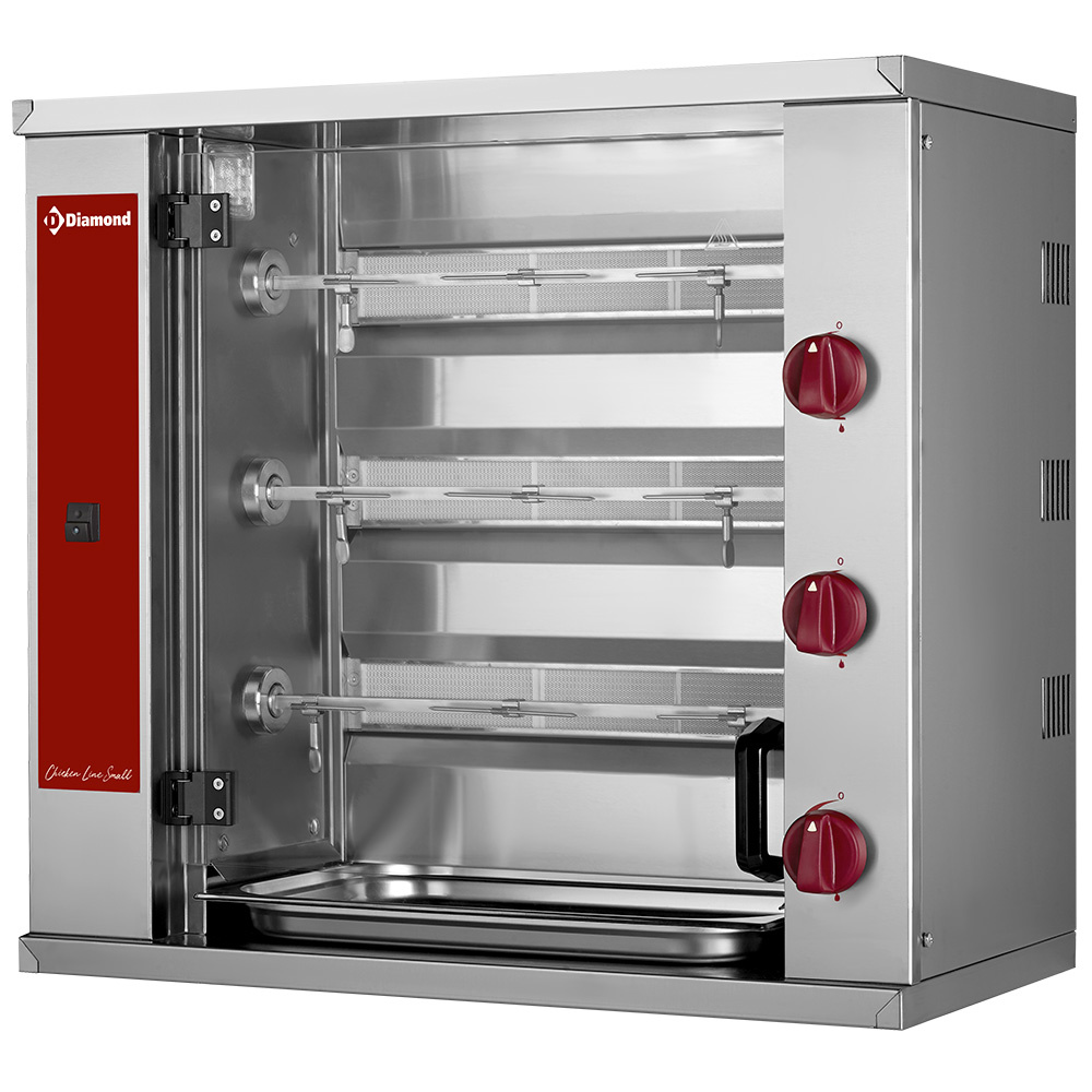 Diamond Hähnchengrill Hähnchengrill Gas, 3 Spieße (9 Hähnchen) SMALL