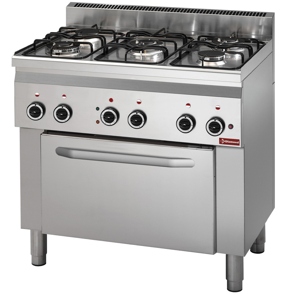 Diamond Ofen Gasherd 5 Brenner mit Elek. Umluftbackofen GN 1/1 und Elek. Grill